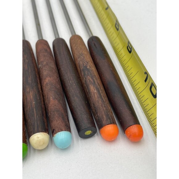 Vintage Fondue Forks Mixed Lot 28 Stainless Steel Wood Retro Party Utensils - Picture 2 of 3